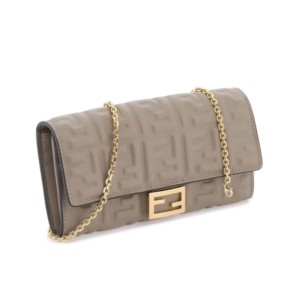 New Fendi FF Embossed Baguette Wallet on Chain - Picture 2 of 4